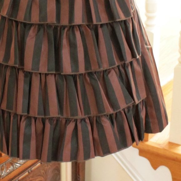 New Ruffle and Stripe Skirt Brown Black Gothic Victorian Steampunk S L - Picture 4 of 9